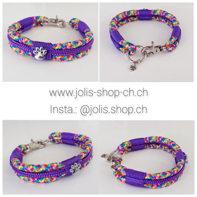 Bild 2 / Art.-Nr.: 6062-2 / Halsband (Rainbow / Violett)  CHF 30.- / Halsumfang 27.5cm / ca. 2cm breit           Preis: CHF 30.-
