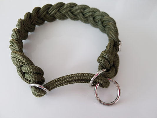 Art.-Nr.: 6002-1 / Zugstopphalsband "chici-micki", Kopfumfang 48cm / kleinste Einstellung Halsumfang 42cm  (Olivgrün)  Preis: CHF 35.-