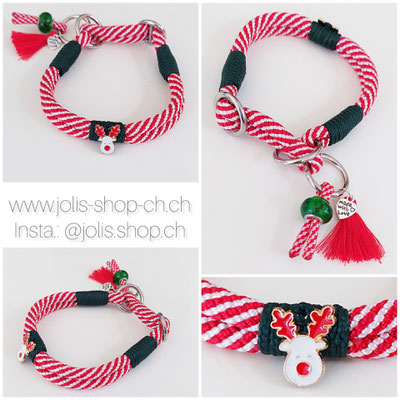 7018 / X-Mas Zugstopphalsband Candystick 1,5cm breit, vestellbar von 21cm-25cm    Total Preis: CHF 32.-