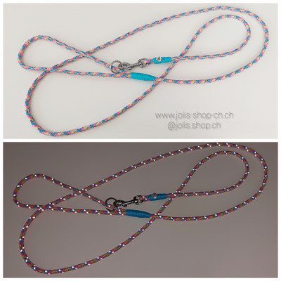 Art.-Nr.: 6019 / Hundeleine +/- 190cm (Bubble Gum) mit Handschlaufe (6mm Seil)  für kleine Hunde     Preis: CHF 29.-           