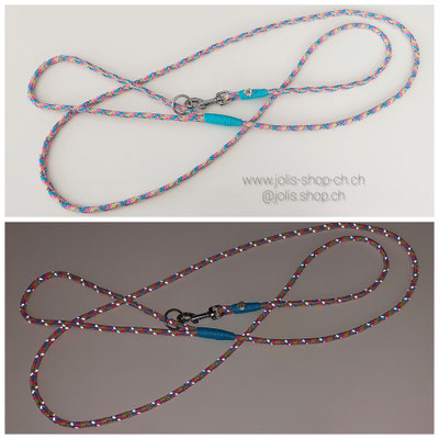 Art.-Nr.: 6019 / Hundeleine +/- 190cm (Bubble Gum) mit Handschlaufe (6mm Seil)  für kleine Hunde     Preis: CHF 29.-           