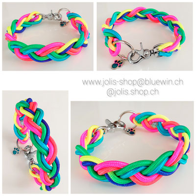 Art.-Nr.: 6054 / Halsband "chici-micki", Halsumfang 40cm  (Funny Rainbow 6mm), Karabinerverschluss silber Preis: CHF 38.-