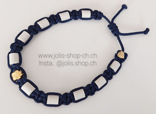 Art.-Nr.: 7004-5          EM-Keramik Zecken- und Flohhalsband verstellbar   30cm-41cm (Marineblau mit goldenem Anhänger)         Preis: CHF 19.-