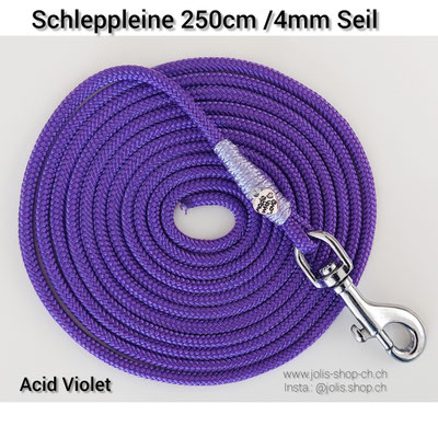 Art.-Nr.: 6098 / Schleppleine 250cm/4mm Seil (kleiner Karabiner)  Welche Farbe wünschen Sie?    Stück Preis: CHF 11.-