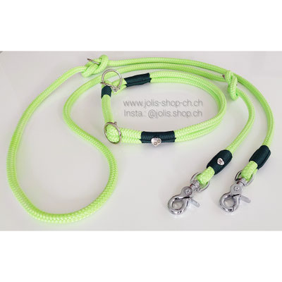 Bild 2 / Art.-Nr.: 6084-2 / Hundeleinen-Set Leine +/-190cm (10mm Seil / Lime) für mittel bis grosse Hunde  CHF 37.- / Zugstopphalsband (10mm Seil / Lime) Hals verstellbar Gr. ab 41cm-Kopf 51cm CHF 32.-    Total Preis: CHF 69.-