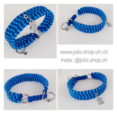 Bild 3 / Art.-Nr.: 6066 / Zugstopphalsband 4-Reihige Pipa (3cm breit) blau (Hals 28cm/Kopf 32cm)    Total Preis: CHF 38.-  