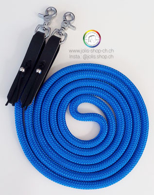 Art.-Nr.: Bild 2 / 2103-2 / Zügel Spez. mit Leder Slobber bar Verschluss 12mm Seil 300cm    Total Preis: CHF 52.-