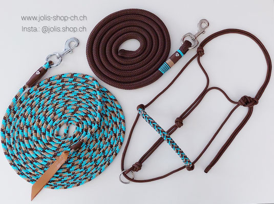 Art.-Nr.: Bild 3 / 2084-3 / Knoti mit Ring "no slippling" 6mm (Grösse COB) CHF 31.- und Bodenarbeitsseil (10mm Seil) 700cm CHF 47.- und Strick 14mm Seil/250cm CHF 33.-       Total Preis: CHF 111.-
