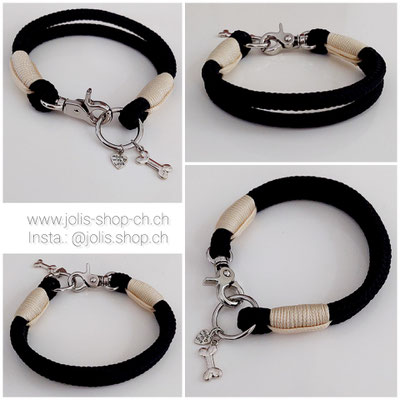 7022 / Halsband 8mm Rundseil (1,6cm breit)mit kleinem Scherenkarabinerverschluss, Halsumfang 30cm    Total Preis: CHF 28.-