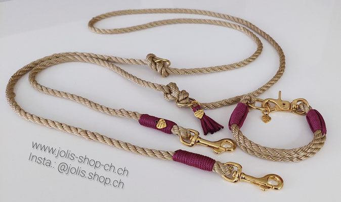 Bild 3 / Art.-Nr.: 6083-3 / Hundeleinen-Set Leine +/-180cm (6mm kleinste dicke 6mm gedrehtes Seil) für Mini-Kleine Hunde  CHF 38.- / Halsband (6mm gedrehtes Seil) Halsumfang 22cm CHF 31.-    Total Preis: CHF 69.-