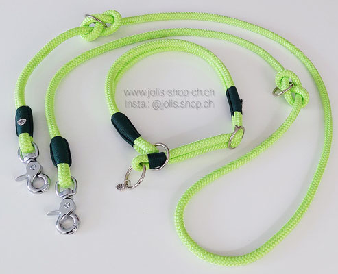 Bild 3 / Art.-Nr.: 6084-3 / Hundeleinen-Set Leine +/-190cm (10mm Seil / Lime) für mittel bis grosse Hunde  CHF 37.- / Zugstopphalsband (10mm Seil / Lime) Hals verstellbar Gr. ab 41cm-Kopf 51cm CHF 32.-    Total Preis: CHF 69.-