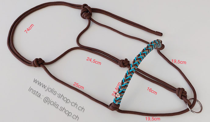 Art.-Nr.: 2084-6 / Knoti mit Ring "no slippling" 6mm (Grösse COB) Schokobraun mit umflochtenem Nasenband    Preis: CHF 31.-   