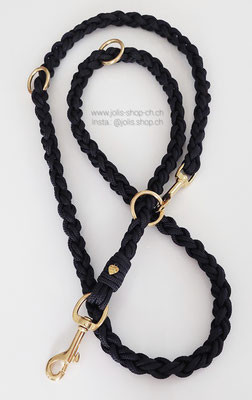 Bild 2 / Art.-Nr.: 6081-3 / Hundeleine 180cm rundgeflochten (Schwarz mit Gold) für mittel bis grosse Hunde  CHF 38.-