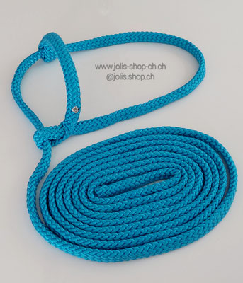 Artikel-Nr.: 2064 / Schnellhalfter 12mm Flachseil / Strick 4m lang     (Farbe: Meerblau)    Preis: CHF 24.-