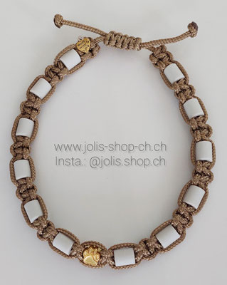 Art.-Nr.: 7004-9          EM-Keramik Zecken- und Flohhalsband verstellbar   36cm-44cm (Goldbraun mit goldenem Anhänger)         Preis: CHF 19.-