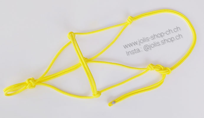 Art.-Nr.: 2093 / 6mm Knotenhalfter (Neongelb) Gr. kleins COB (Nase/24cm, Backe/22,5cm, Kehle 14cm, Kehle bis Ganasche 22cm)     Preis: CHF 22.-
