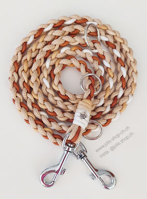 Bild 3 / Art.-Nr.: 6058-2 / Leine 185cm Beige/Braun 2x Mittelgrosse Karabiner für Mittel- bis Grosse Hunde Preis: CHF 29.-