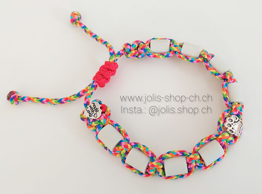 Art.-Nr.: 7004-3          EM-Keramik Zecken- und Flohhalsband verstellbar   18cm-29cm (Rainbow mit silbernem Anhänger)         Preis: CHF 16.-