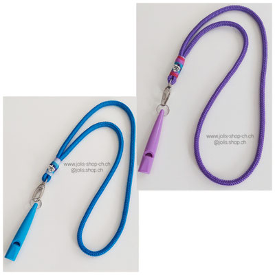 Art.-Nr.: 6044-01 (metalicblau) oder 6044-02 (violett) / Anhänger nicht verstellbar    mit Pfeife CHF 15.- / ohne Pfeife CHF 10.-