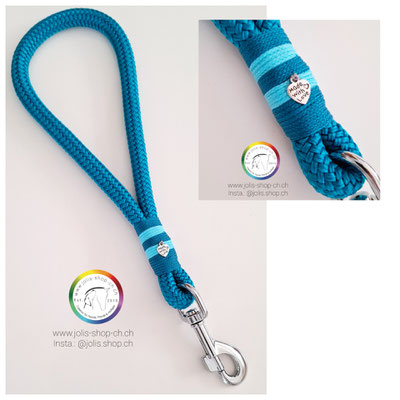 Art.-Nr. : 7035  Handschlaufe mit grossem Karabiner Silber, Farbe: Aqua    Total Preis: CHF 25.-