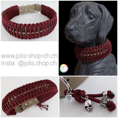 Art.-Nr. : 7024  XXL Halsband "Biothane komplett" (Geflecht 5cm breit / Biothane 3,5cm breit) 58cm-68cm, Farbe: Roasted Aubergine     Total Preis: CHF 49.-
