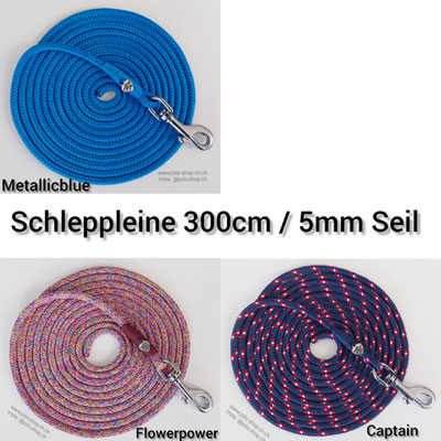 Art.-Nr.: 6099 / Schleppleine 300cm/5mm Seil (kleiner Karabiner)  Welche Farbe wünschen Sie?    Stück Preis: CHF 12.-