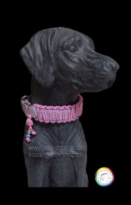 Art.-Nr. : 7031  L/XL Halsband "Biothane komplett" (Geflecht 4cm breit / Biothane 2,5cm breit) 36cm-45cm, Farbe: Rosa/Lila     Total Preis: CHF 45.-