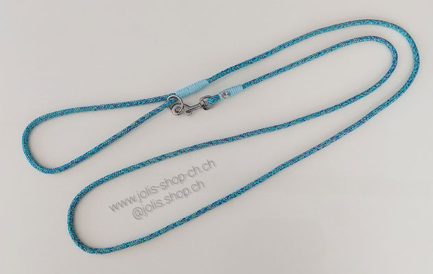 Art.-Nr.: 6023 / Hundeleine +/- 190cm (Mermaid) mit Handschlaufe (6mm Seil)  für kleine Hunde     Preis: CHF 29.-    