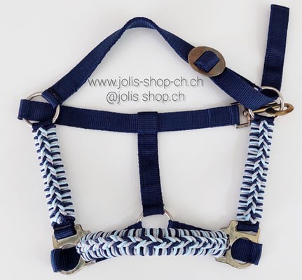 Bild 2 /Art.-Nr.: 2083-2 / Halfter (Gr. Pony) Marine/Silber/Babyblau           Preis: CHF 28.-