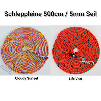 Art.-Nr.: 6095 / Schleppleine 500cm/5mm Seil (kleiner Karabiner)  Welche Farbe wünschen Sie?    Stück Preis: CHF 14.-