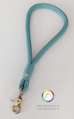 Art.-Nr. : 7030  Handschlaufe mit goldenem Scherenkarabiner, Farbe: Seagreen   Total Preis: CHF 23.-