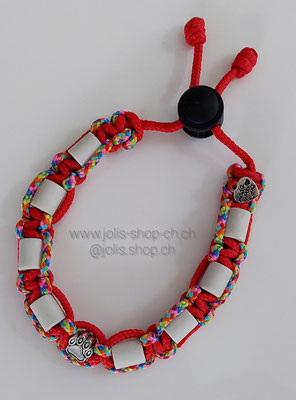 Art.-Nr.: 5059-1          EM-Keramik Zecken- und Flohhalsband verstellbar mit Kordelstopper   19cm-28cm (Rot/Rainbow)         Preis: CHF 18.-