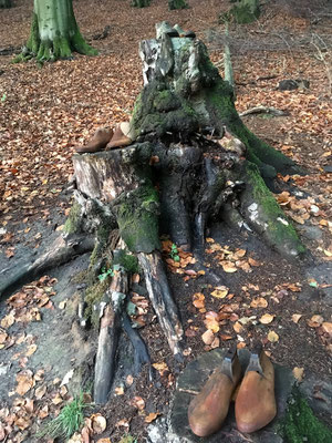 Überall Schuhe... Kunst im Wald.