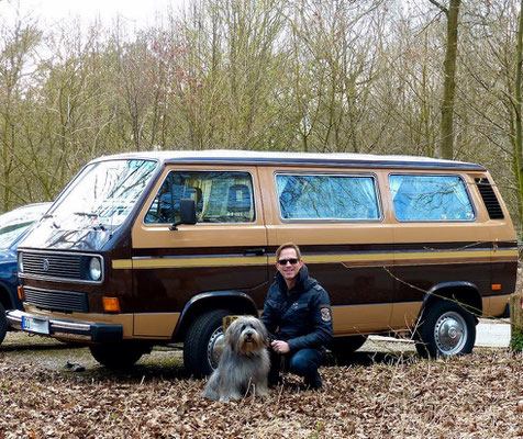 Mit dem T3 (ich nenne ihn immer Braunbär, da er die gleichen Farben hat wie das Eis, welches es in den 1980er Jahren gab) unterwegs Wandern im Münsterland in der Haard..