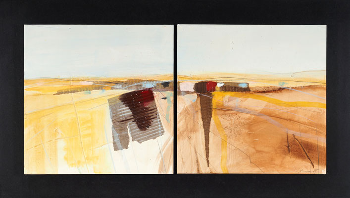 geteilte Landschaft, Öl auf Malplatte, 54 x 95 cm