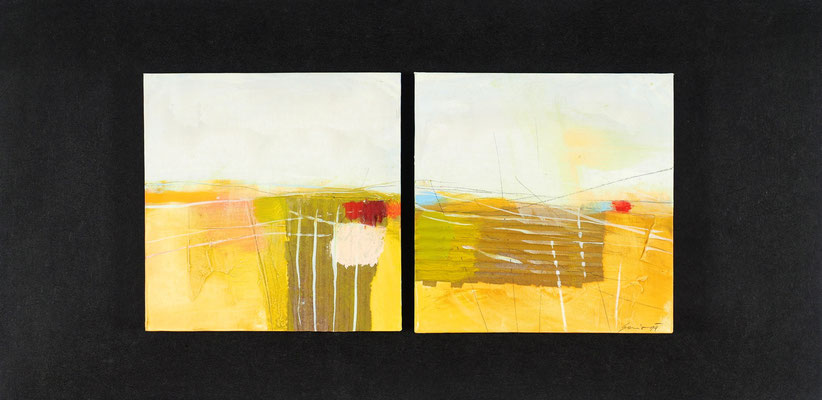geteilte Landschaft, Öl auf Malplatte, 32 x 65 cm