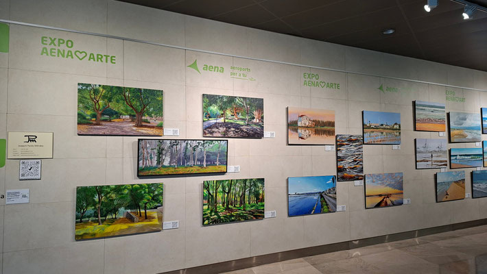 Imagen de la exposición de cuadros en el aeropuerto de Valencia vista izquierda