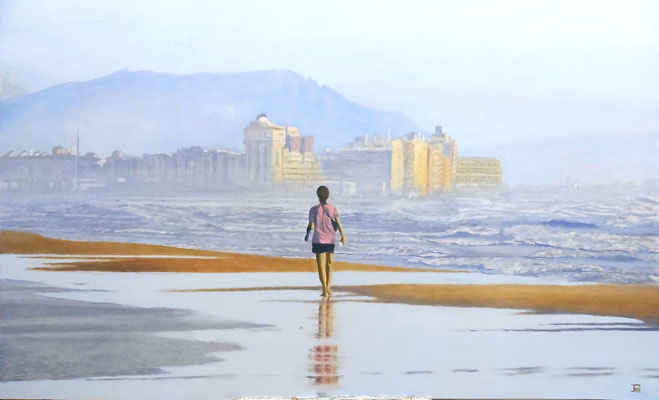 Óleo realista “Soledad” con ambiente introspectivo y luz suave – Joaquín Pardo