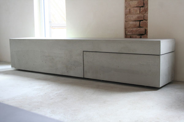 beton , lowboard , betonlowboard , betonsideboard , schublade , kommode , schrank , betonregal , tv-rack , tv-bank . grau , anthrazit , weiß , bauhaus , modern , zeitlos