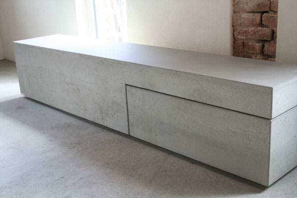 beton , lowboard , betonlowboard , betonsideboard , schublade , kommode , schrank , betonregal , tv-rack , tv-bank . grau , anthrazit , weiß , bauhaus , modern , zeitlos