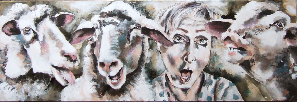Die Schafe und ich, 150/50 cm, 2014 (sold)