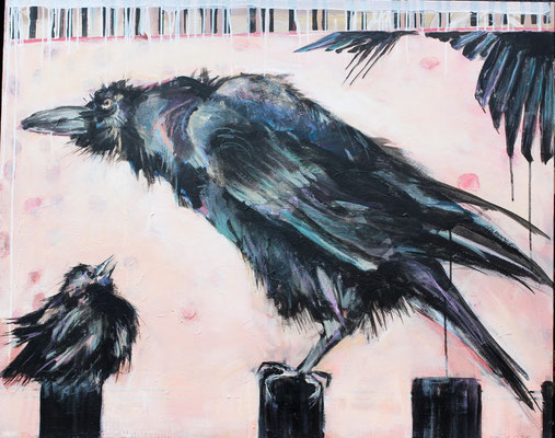 Rabe, gelangweilt 100/80cm, 2014