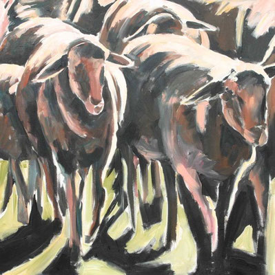 Schafe, nach Hause, 100/100 cm, 2007 (sold)