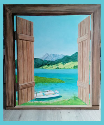Trompe-l'oeil 100 x 110 cm Bergsee Acryl on Canvas