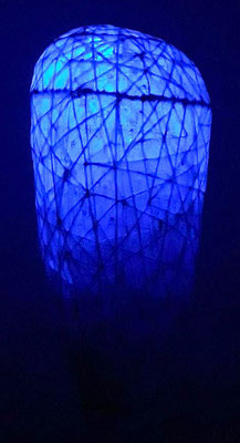 Metamystical, 2022. Wire, acrylic, gauze, fabric, plastic, lights. 19in x 43in x 19in Price: 