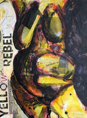 Yellow Rebel. Acrylic, collage on canvas SOLD