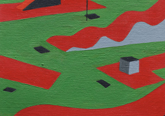 Minigolf, 2010, Öl auf Papier, ca. 9,0 cm x 12,5 cm