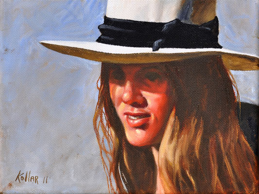 GIRL IN WHITE HAT // 24x18 cm // oil on canvas