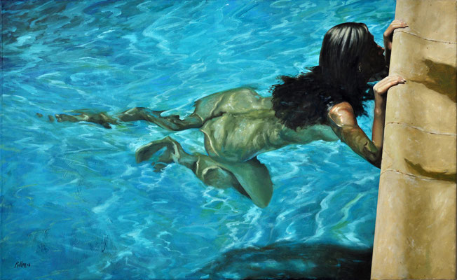 HELGA ON POOL EDGE // 135x82 cm // oil on canvas