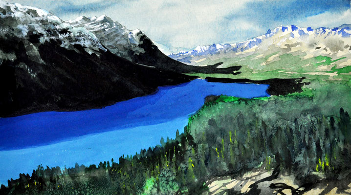 MOUNTAINS AND LAKE // 37,5x20 cm // watercolor